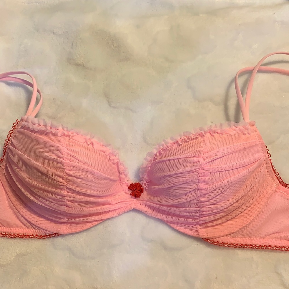 Pink ruffled bra